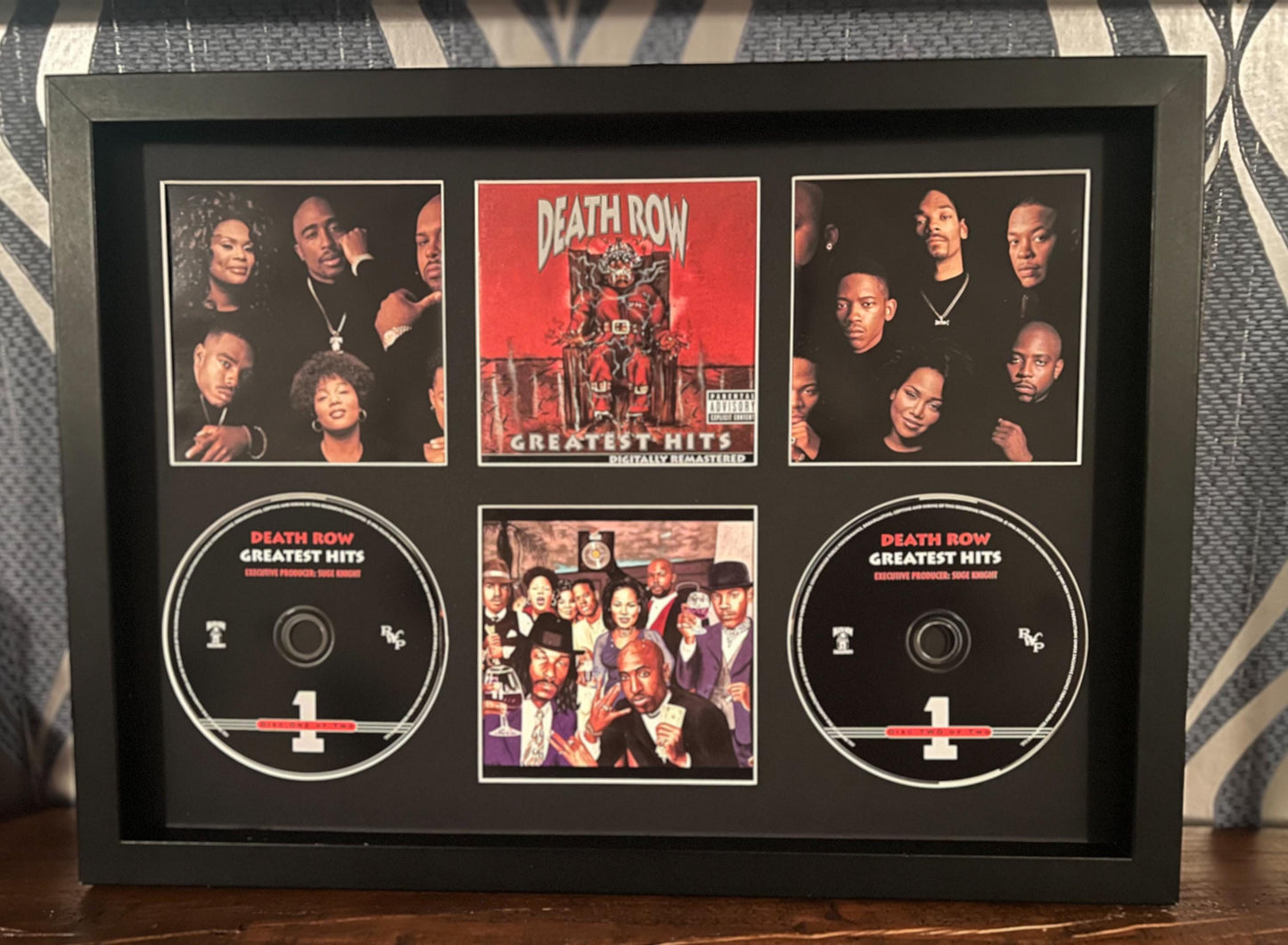 Death Row Records | Greatest Hits | Retro Double Mounted CD Wall Display | Frame Not Included |