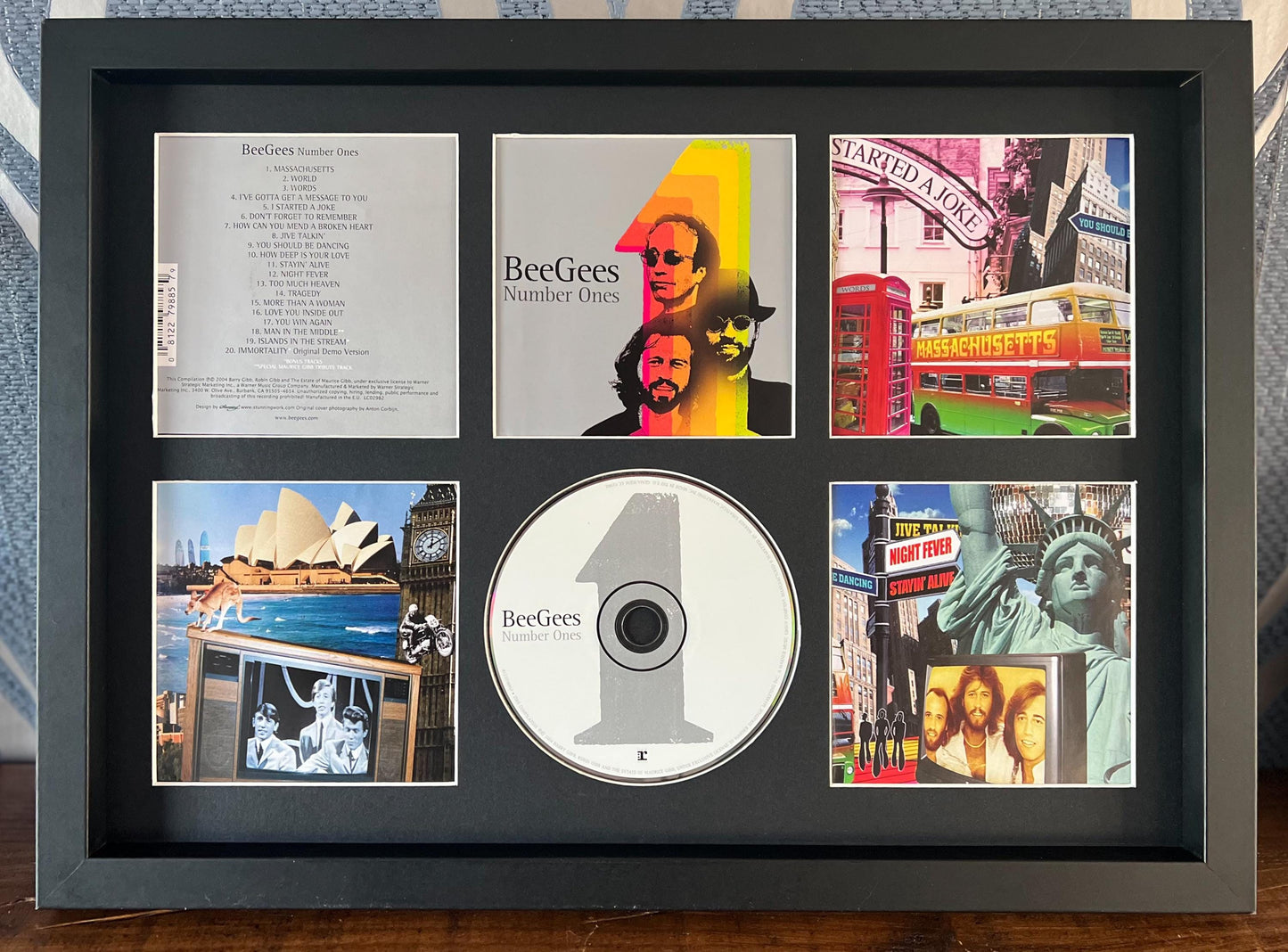 The Bee Gees | Number Ones | Retro Mounted CD Wall Display | Frame Not Included |