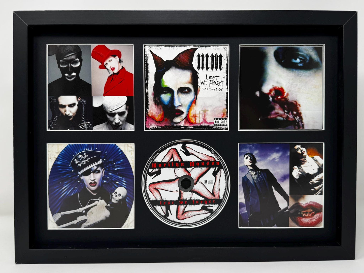 Marilyn Manson | Lest We Forget : The Best Of | Retro Mounted CD Wall Display | Frame Not Included |