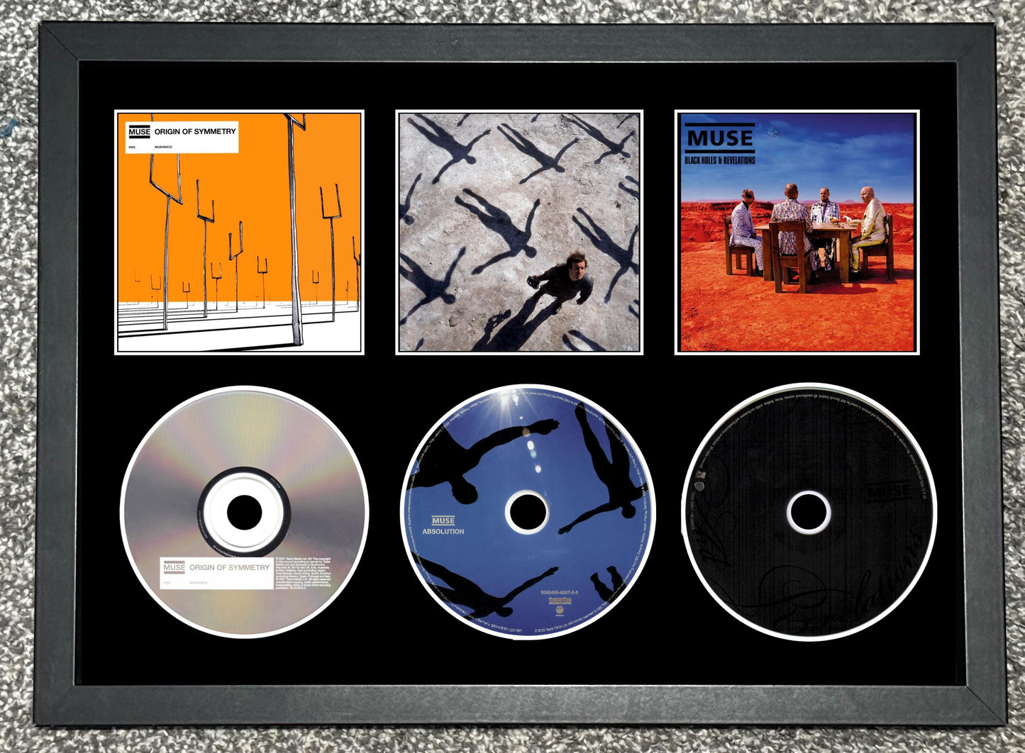 Muse | Origin Of Symmetry | Absolution | Black Holes & Revelations | Retro Triple CD Wall Display | Frame Not Included |