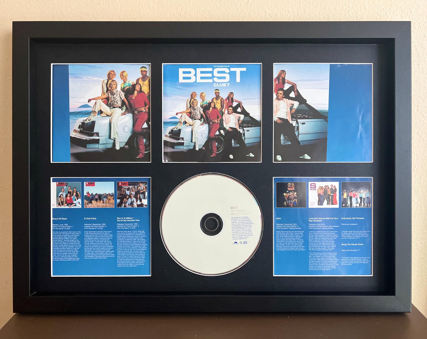 S Club 7 | Greatest Hits | Retro Mounted CD Wall Display | Frame Not Included |