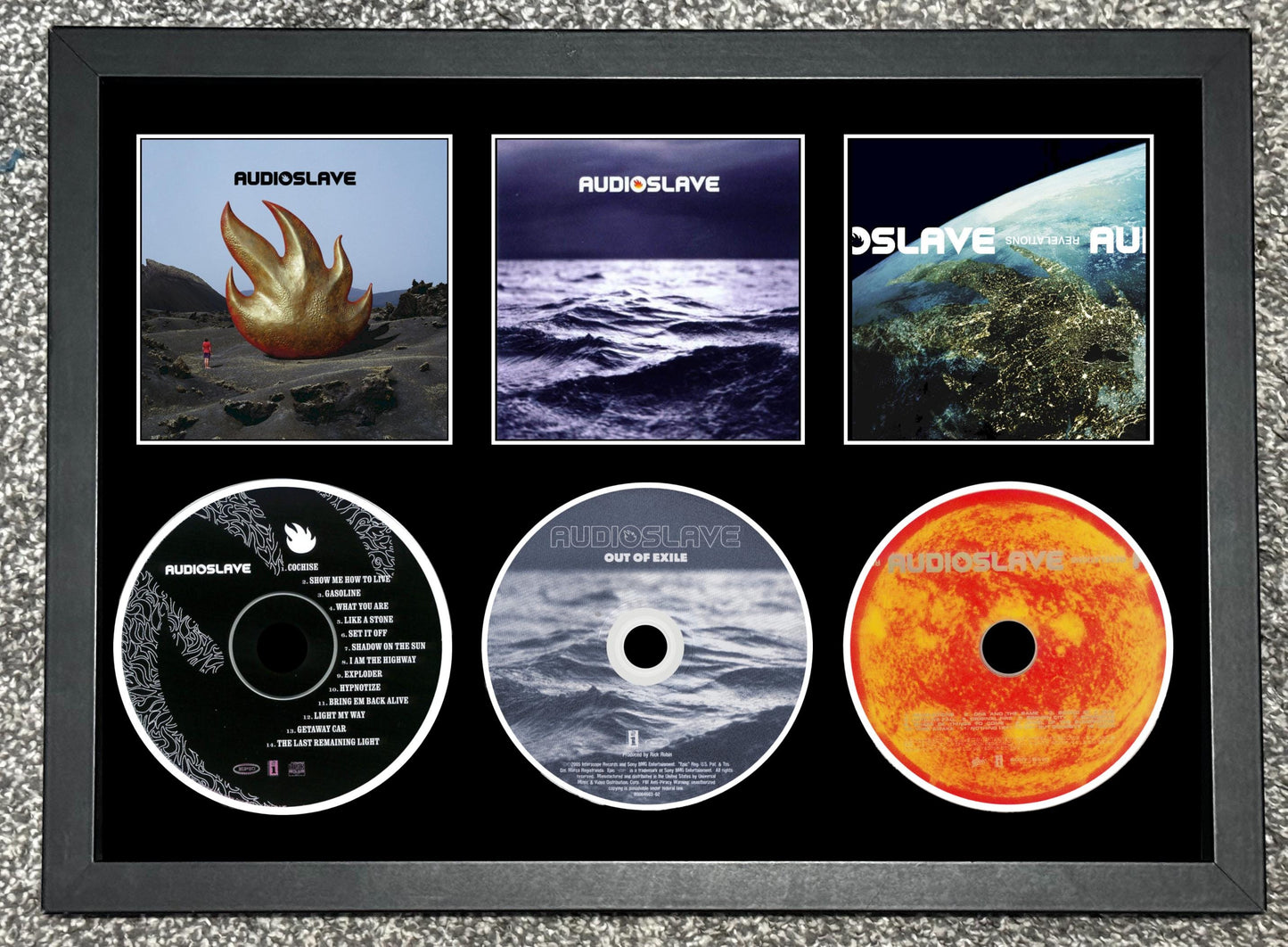 Audioslave | Audioslave | Out Of Exile | Revelations | Retro Triple CD Wall Display | Frame Not Included |