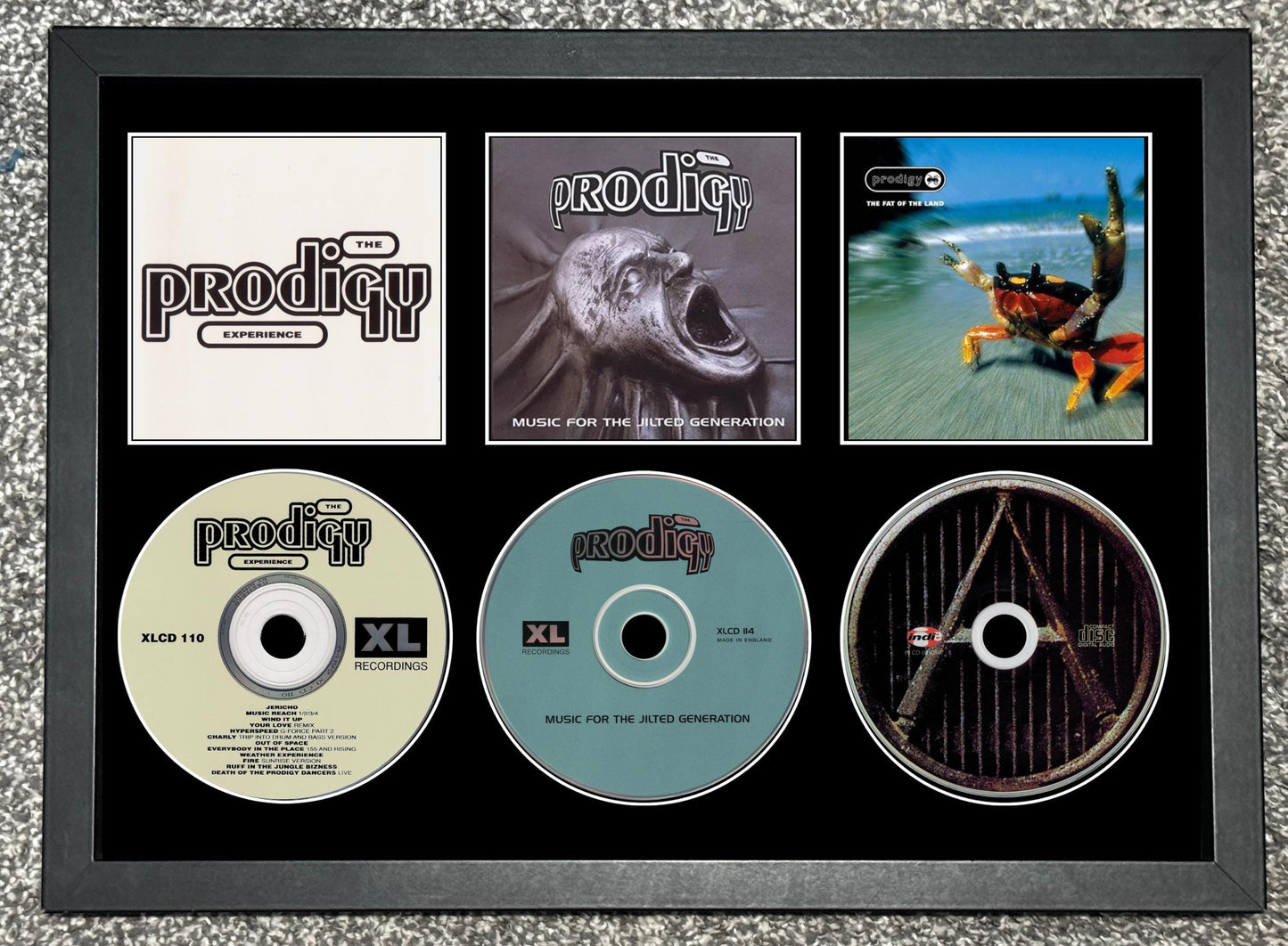 Prodigy | The Experience | Music For The Jilted Generation | The Fat Of The Land | Retro Triple CD Wall Display | Frame Not Included |