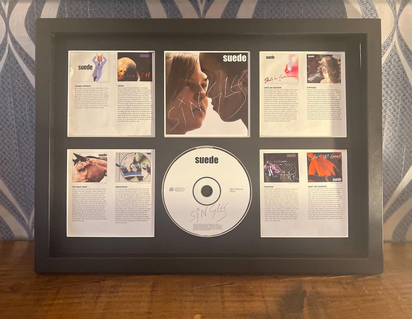 Suede | Singles | Retro Mounted CD Wall Display | Frame Not Included |