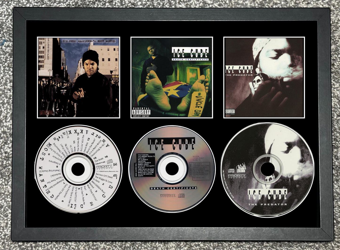 Ice Cube | AmeriKKKas Most Wanted| Death Certificate | The Predator | Retro Triple CD Wall Display | Frame Not Included |
