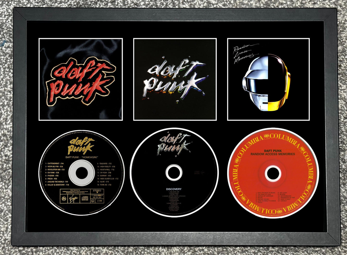 Daft Punk | Homework | Discovery | Random Access Memories | Retro Triple CD Wall Display | Frame Not Included |