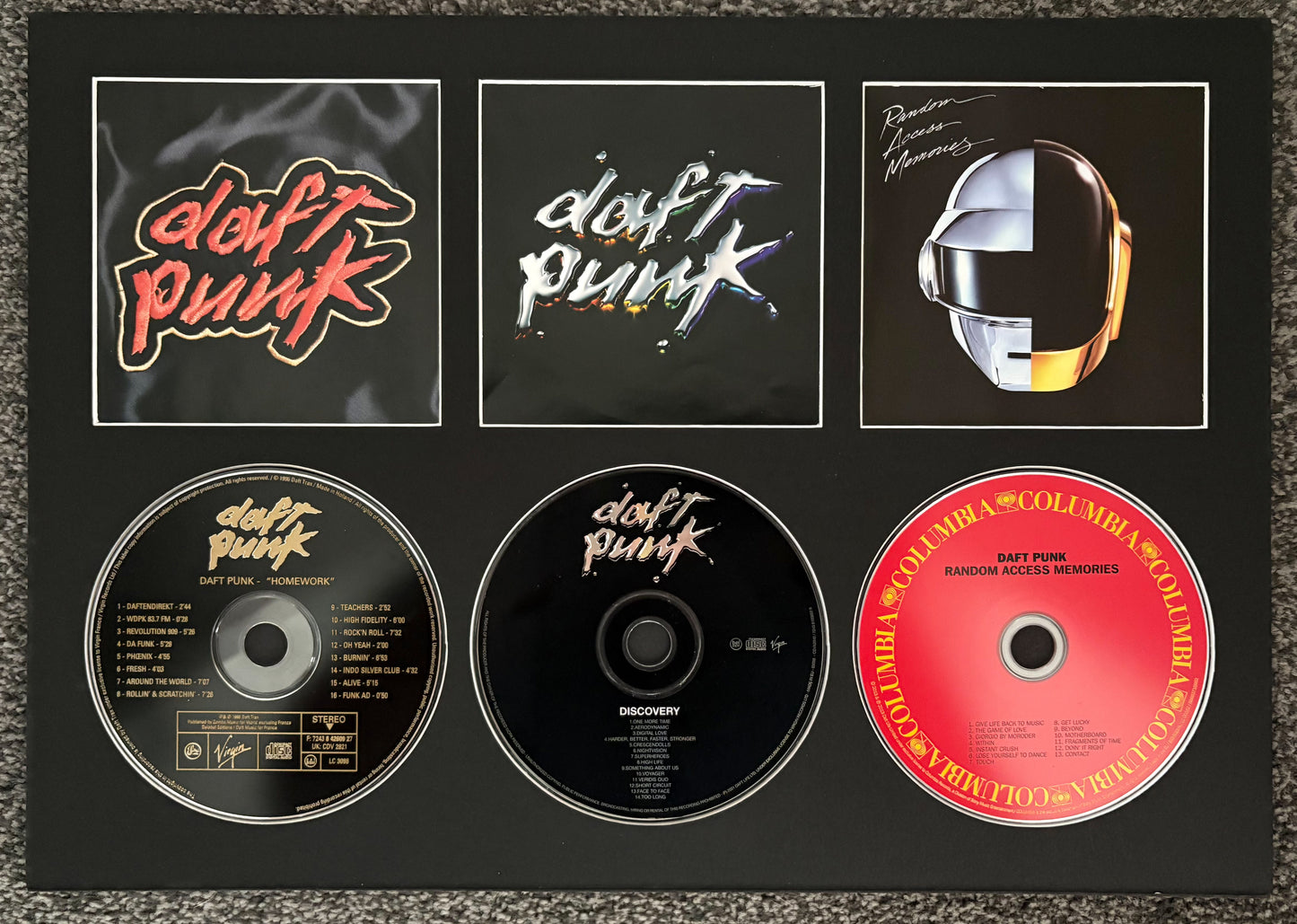 Daft Punk | Homework | Discovery | Random Access Memories | Retro Triple CD Wall Display | Frame Not Included |
