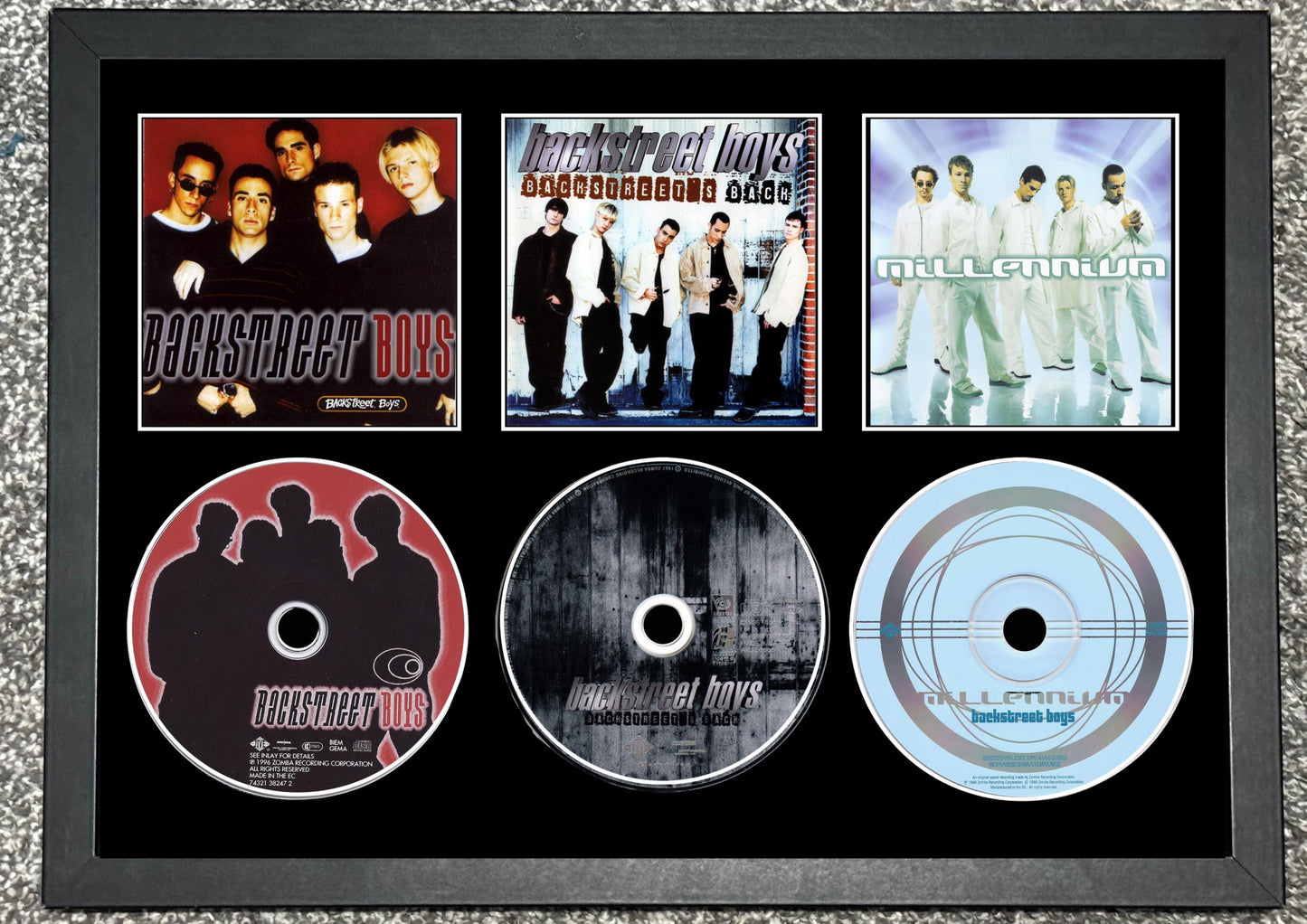 The Backstreet Boys | Backstreet Boys | Backstreet's Back | Millennium | Retro Triple CD Wall Display | Frame Not Included |