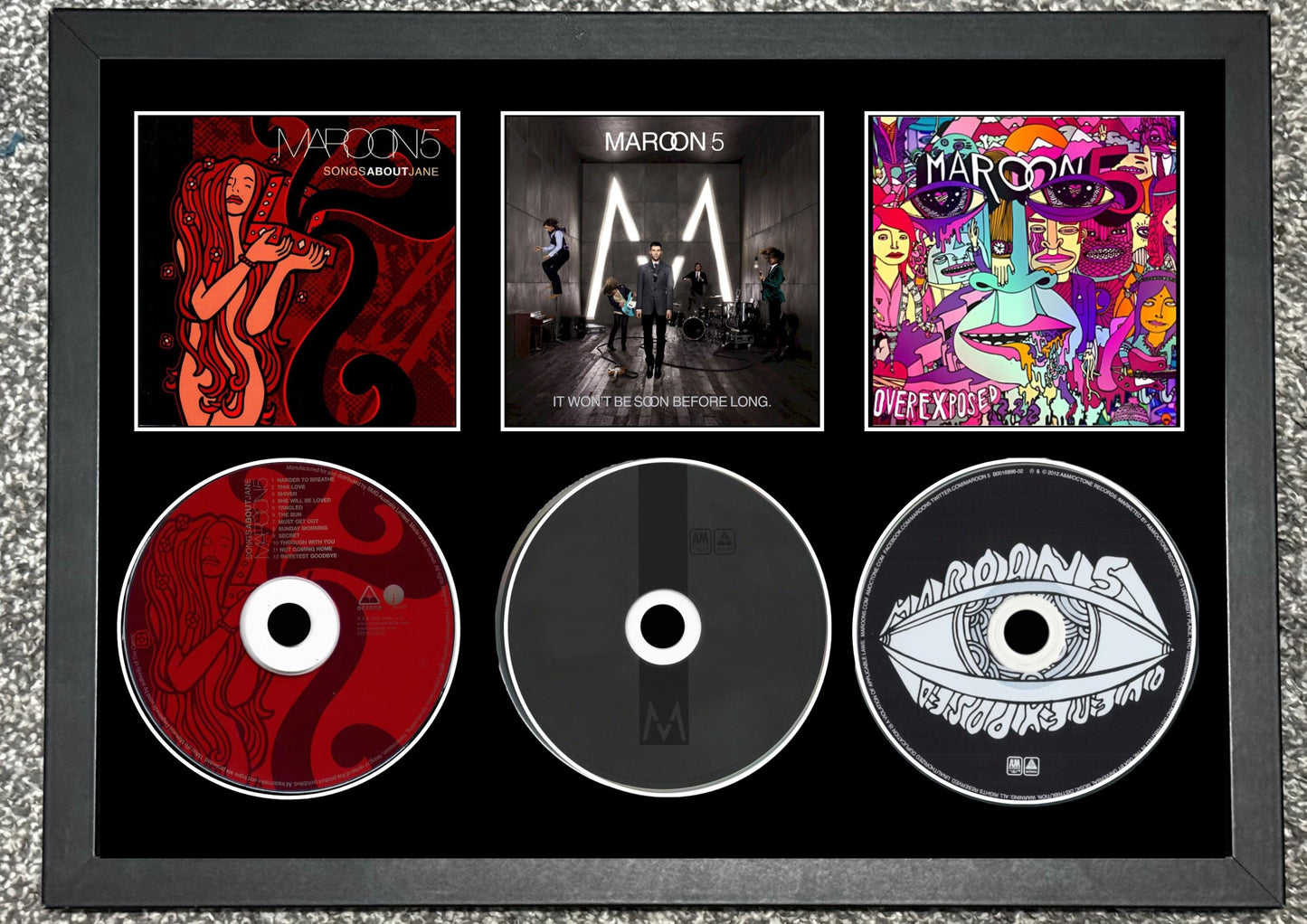 Maroon 5 | Song's About Jane | It Won't Be Soon Before Long | Overexposed | Retro Triple CD Wall Display | Frame Not Included |