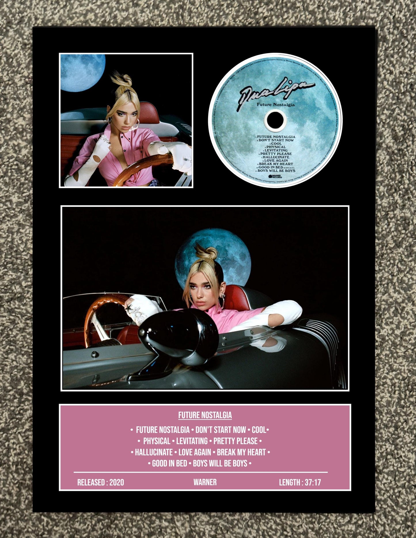 Dua Lipa | Future Nostalgia | Retro Mounted CD Wall Display | Frame Not Included |