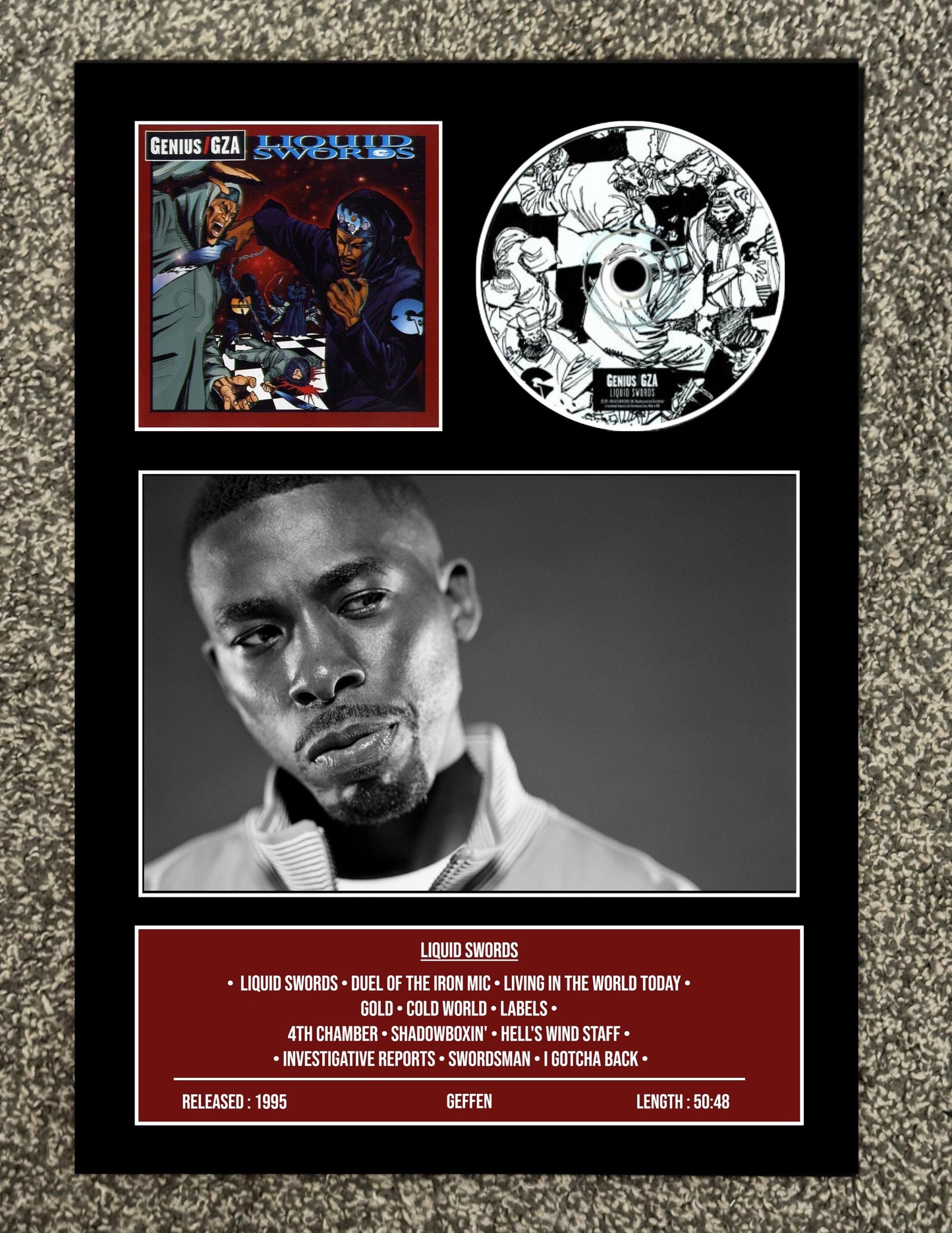 The GZA/Genius | Liquid Swords | Retro Mounted CD Wall Display | Frame Not Included |