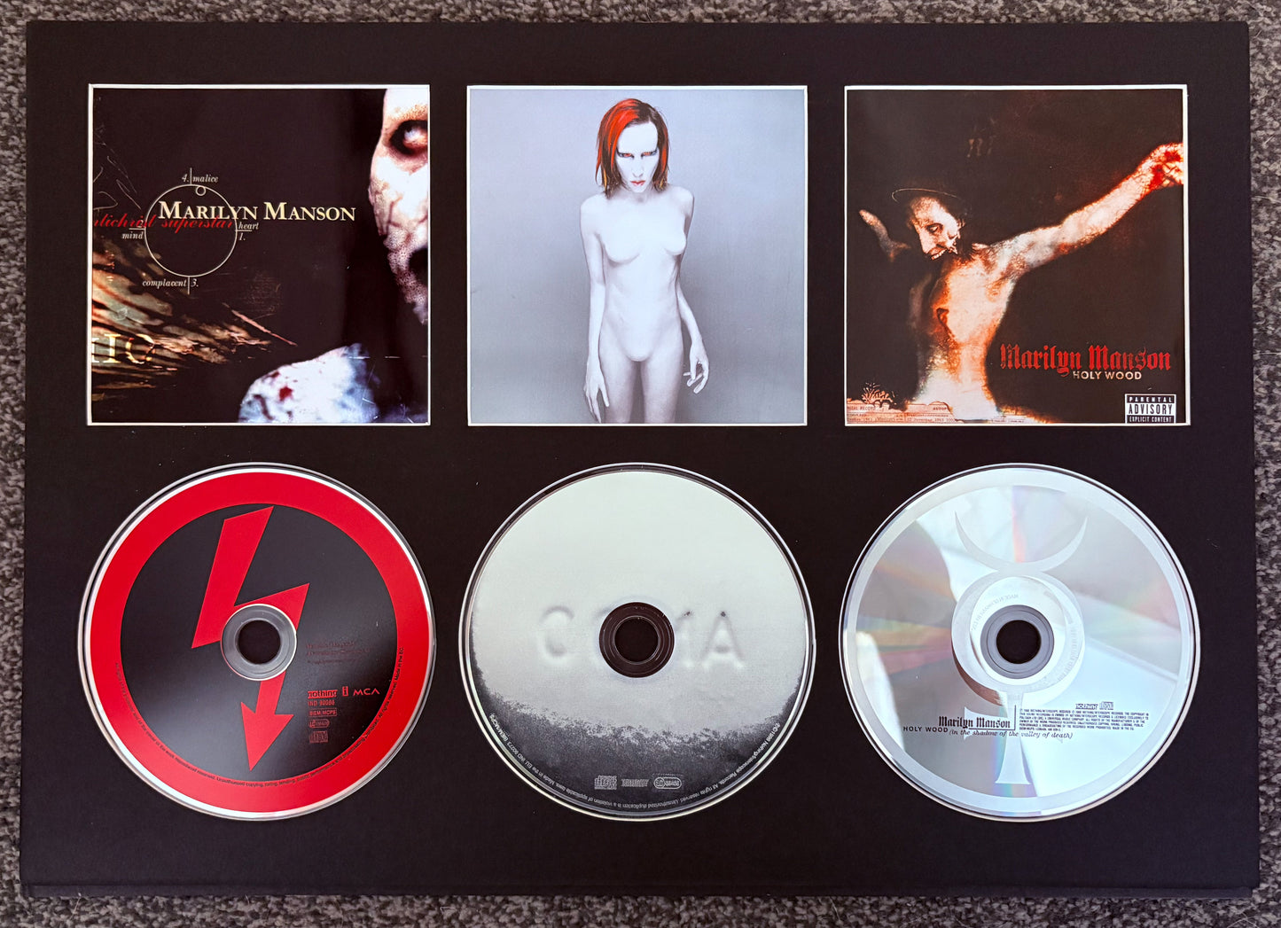 Marilyn Manson | Anti-Christ Superstar | Mechanical Animals | Holy Wood | Retro Triple CD Wall Display | Frame Not Included |