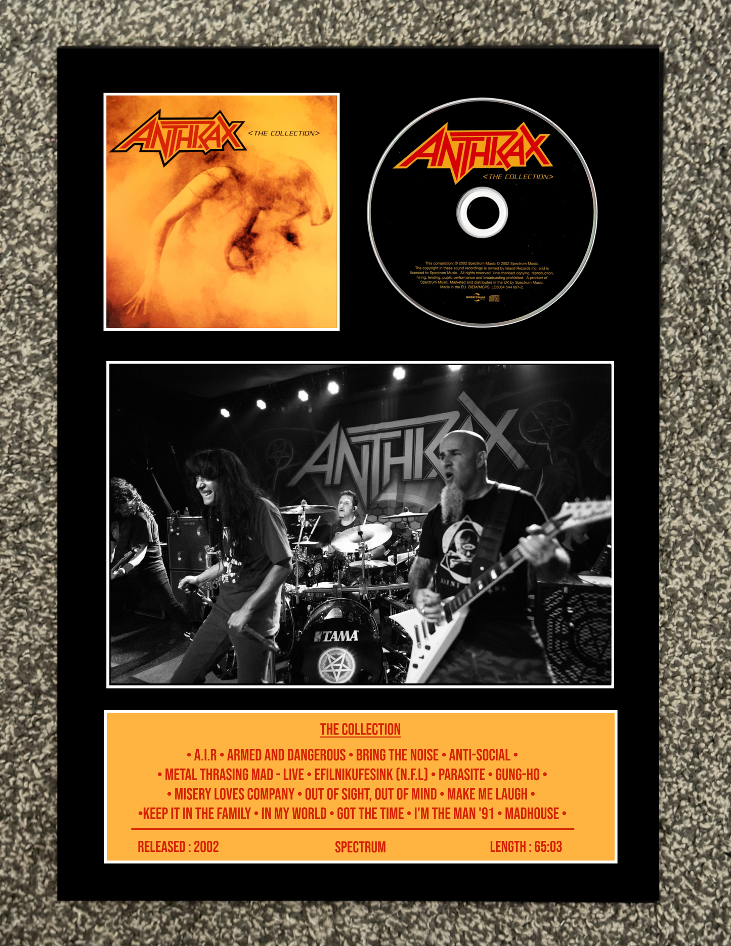 Anthrax | The Collection | Retro Mounted CD Wall Display | Frame Not Included |