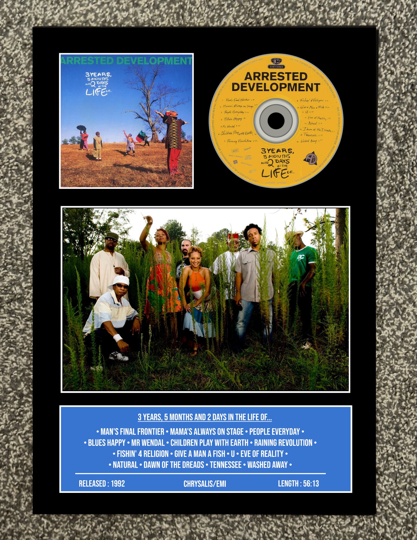 Arrested Development | 3 Years, 5 Month and 2 Days In The Life Of... | Retro Mounted CD Wall Display | Frame Not Included |