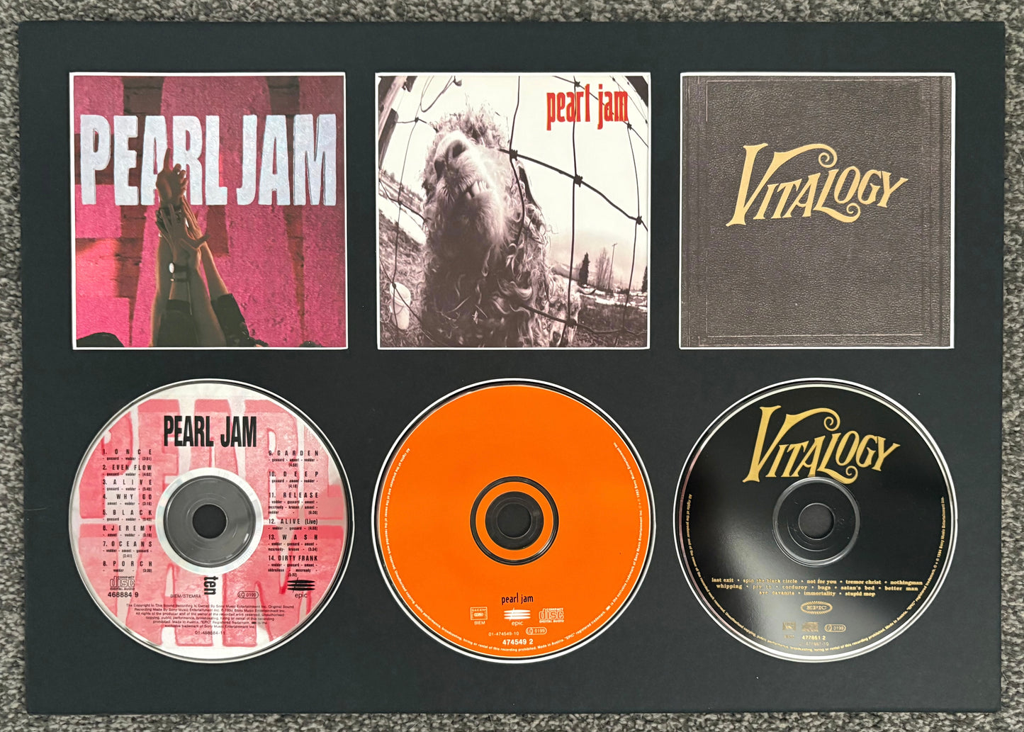 Pearl Jam | Ten | Vs | Vitalogy | Retro Triple CD Wall Display | Frame Not Included |