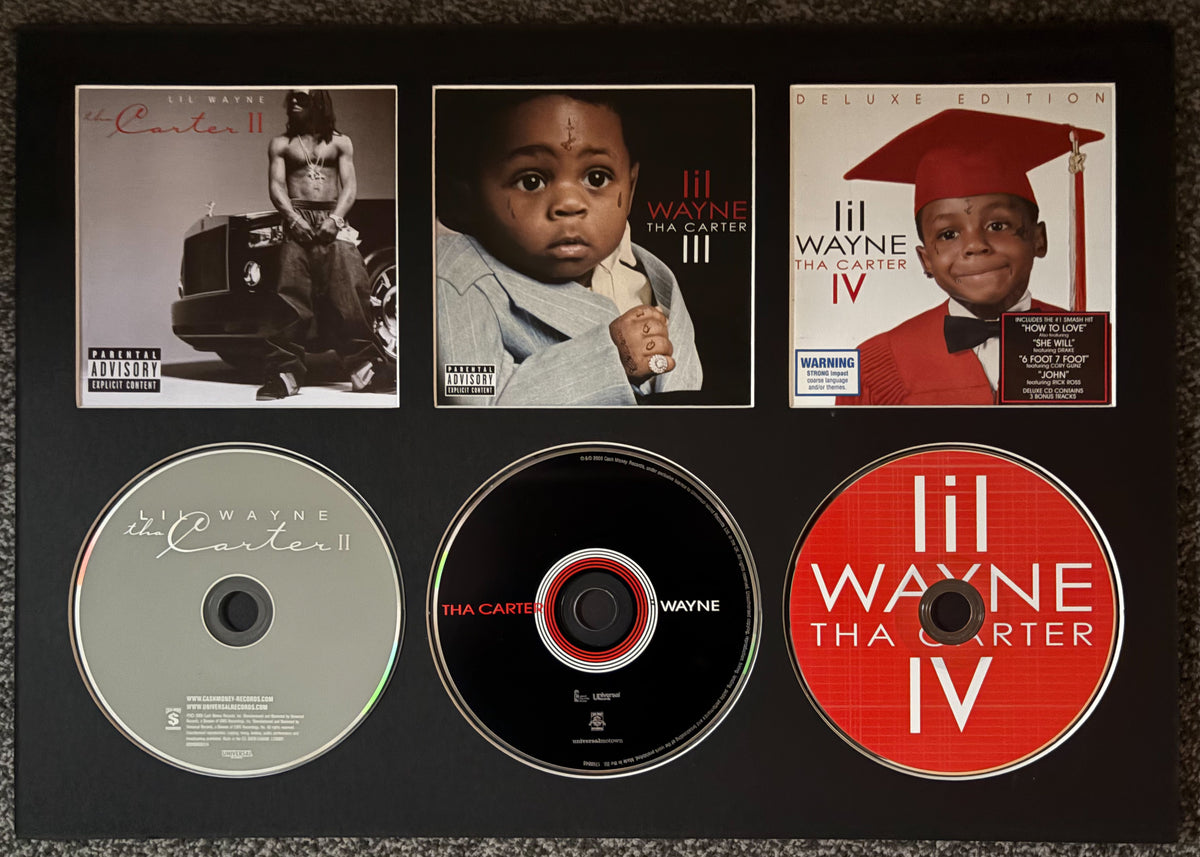 Lil Wayne | Tha Carter II | The Carter III | The Carter Iv | Retro Triple CD Wall Display | Frame Not Included |