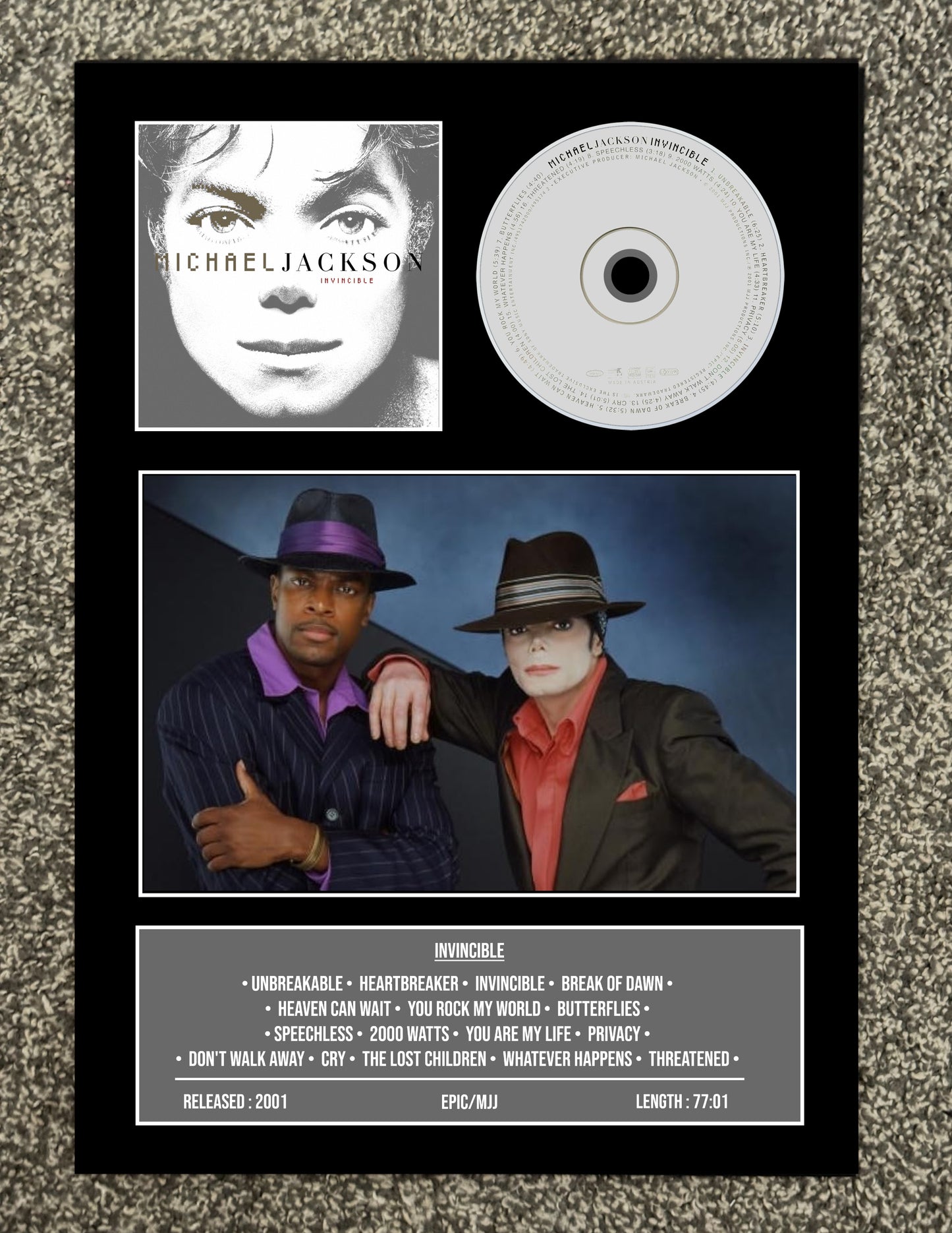 Michael Jackson | Invincible | Retro Mounted CD Wall Display | Frame Not Included |