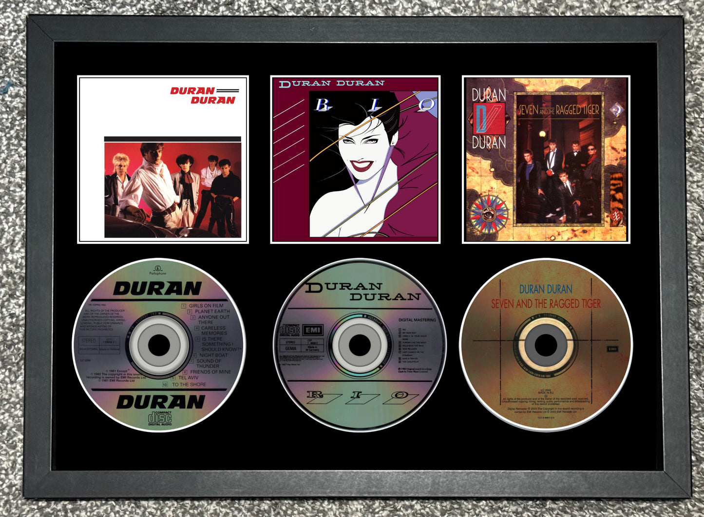 Duran Duran | Duran Duran | Rio | Seven & The Ragged Tiger | Retro Triple CD Wall Display | Frame Not Included |