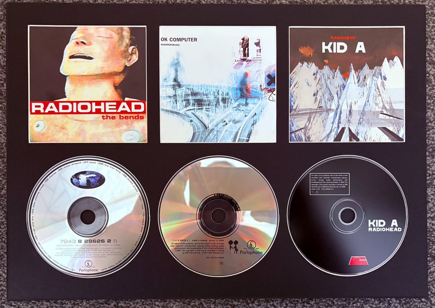 Radiohead | The Bends | Ok Computer | Kid A | Retro Triple CD Wall Display | Frame Not Included |