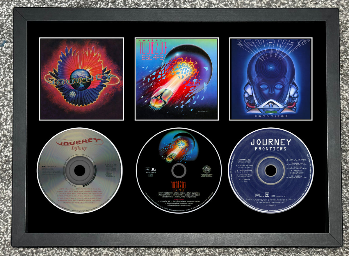Journey | Infinity | Escape | Frontiers | Triple Retro Mounted CD Wall Display | Frame Not Included |