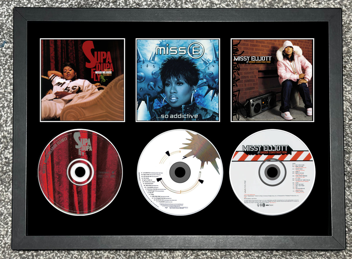 Missy Elliott | Supa Dupa Fly | Miss E..So Addictive | Under Construction | Retro Triple CD Wall Display | Frame Not Included |