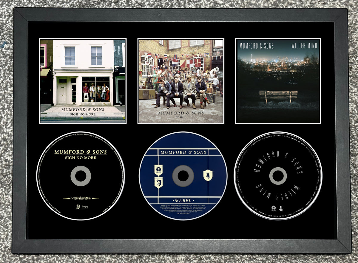 Mumford & Sons | Sigh No More | Babel | Wilder Mind | Triple Retro Mounted CD Wall Display | Frame Not Included |