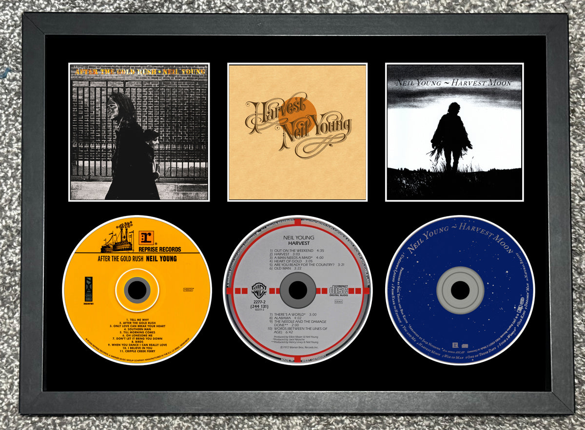 Neil Young | After The Gold Rush | Harvest | Harvest Moon | Retro Triple CD Wall Display | Frame Not Included |