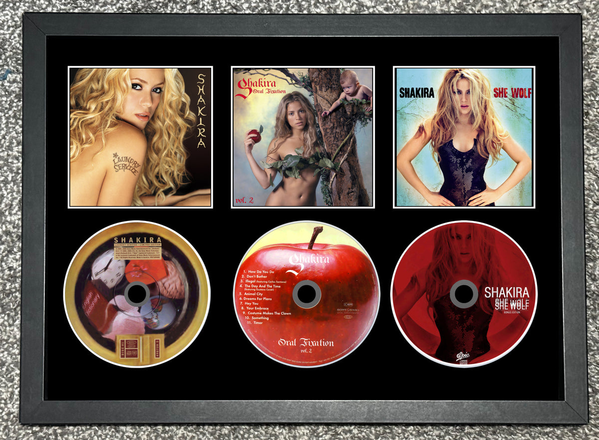 Shakira | Laundry Service | Oral Fixation Vol 2 | She Wolf | Retro Triple CD Wall Display | Frame Not Included |