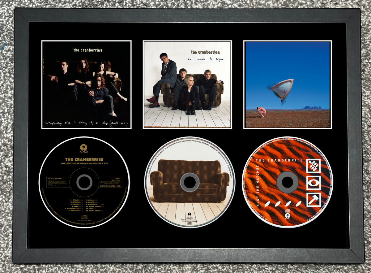 The Cranberries | Everybody Else.. | No Need To Argue | Bury The Hatchet | Triple Retro Mounted CD Wall Display | Frame Not Included |