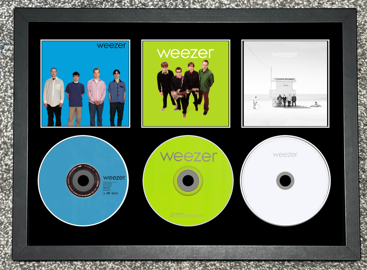 Weezer | The Blue Album | The Green Album | The White Album | Retro Triple CD Wall Display | Frame Not Included |
