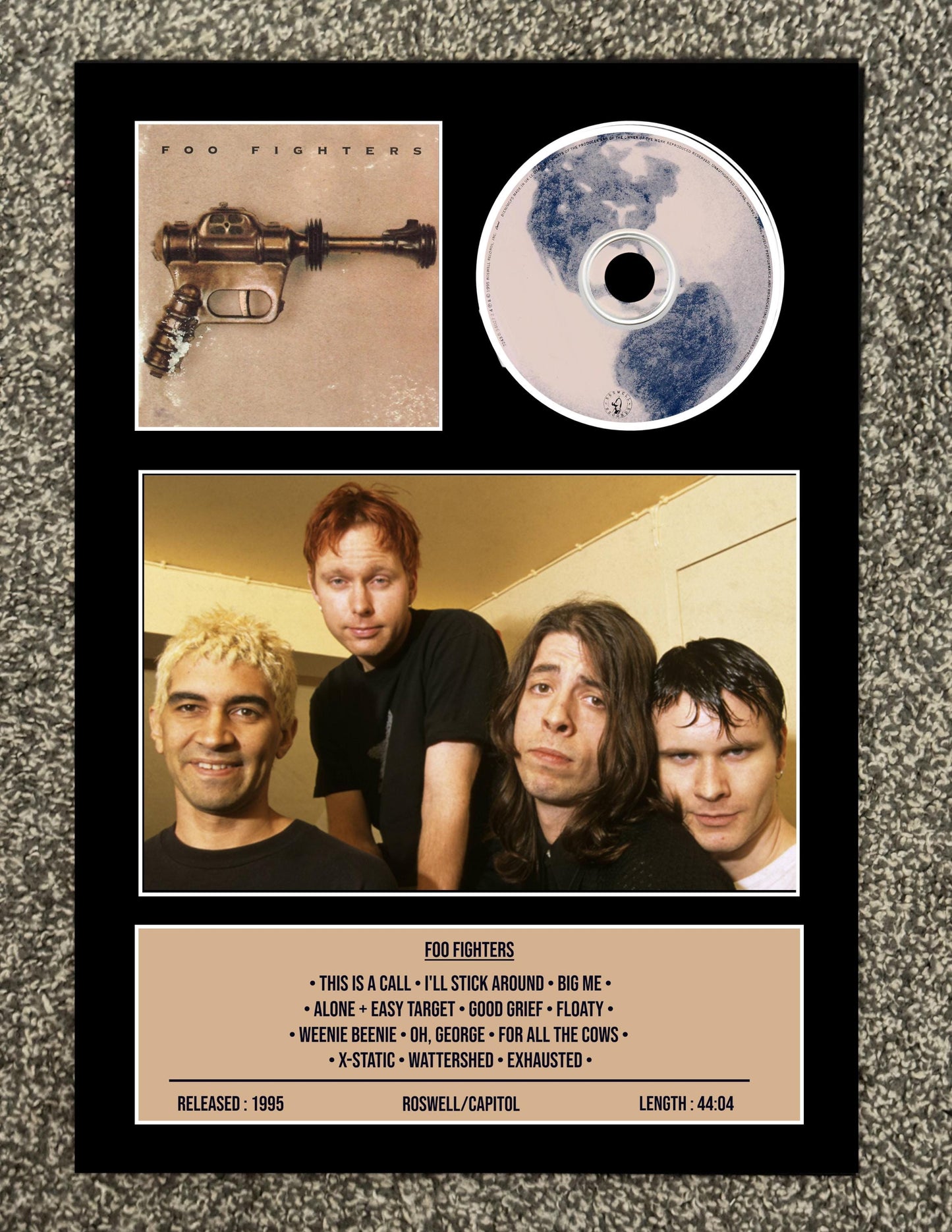 The Foo Fighters | Foo Fighters | Retro Mounted CD Wall Display | Frame Not Included |