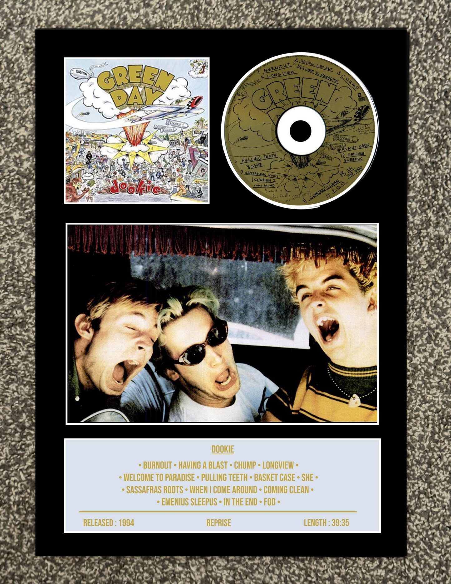 Green Day | Dookie | Retro Mounted CD Wall Display | Frame Not Included |