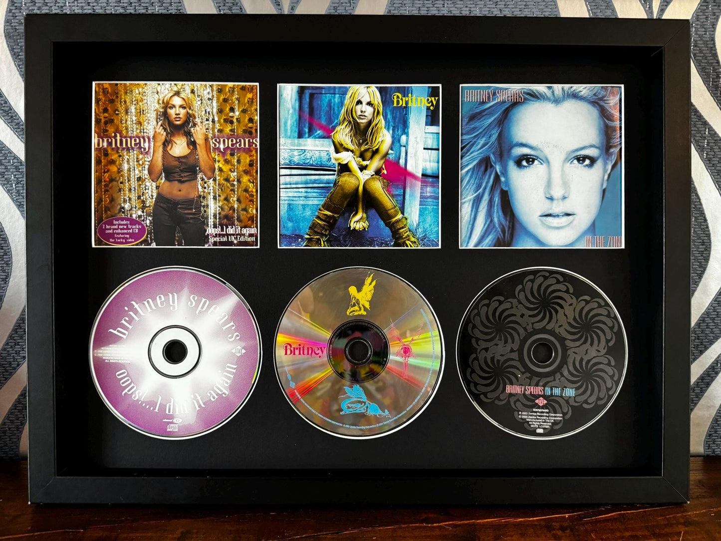 Britney Spears | Oops I Did It Again | Blackout | In The Zone | Retro Triple CD Wall Display | Frame Not Included |