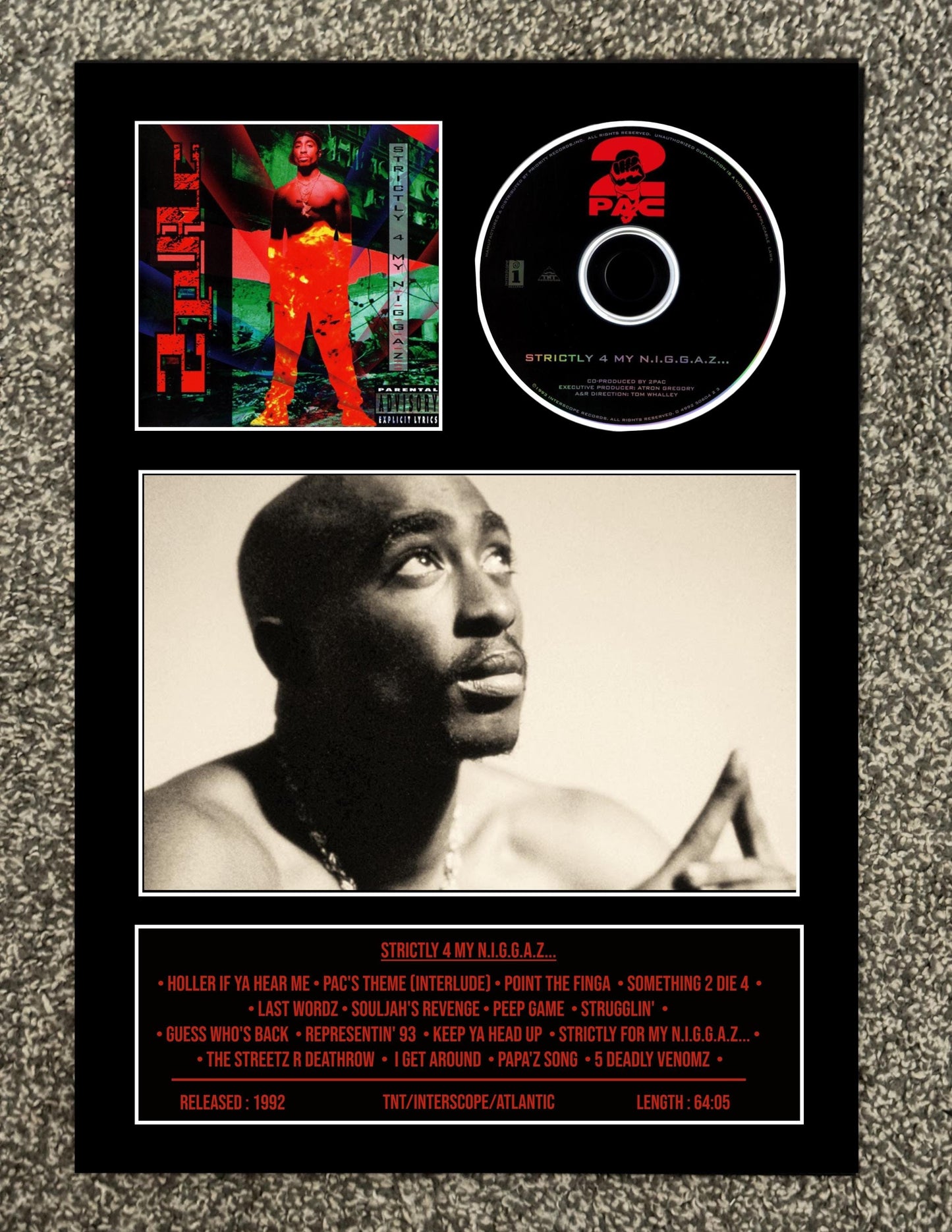 2Pac | Strictly For My N.I.*** | Retro Mounted CD Wall Display | Frame Not Included |