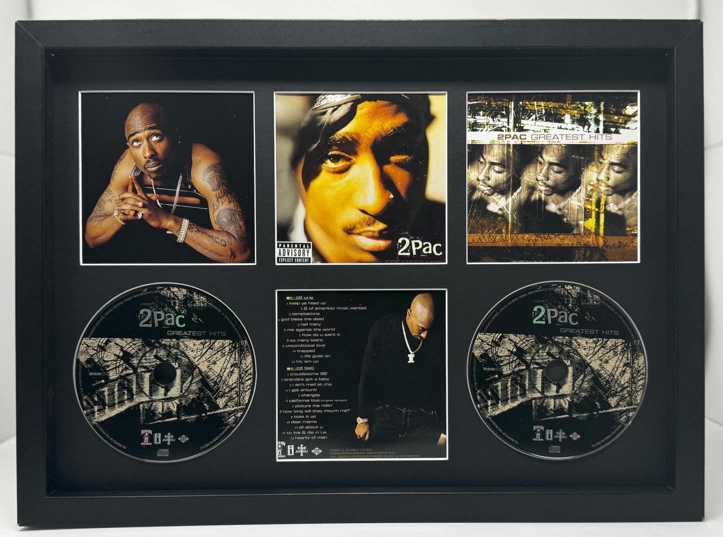 2Pac | Greatest Hits | Double Retro Mounted CD Wall Display | Frame Not Included |