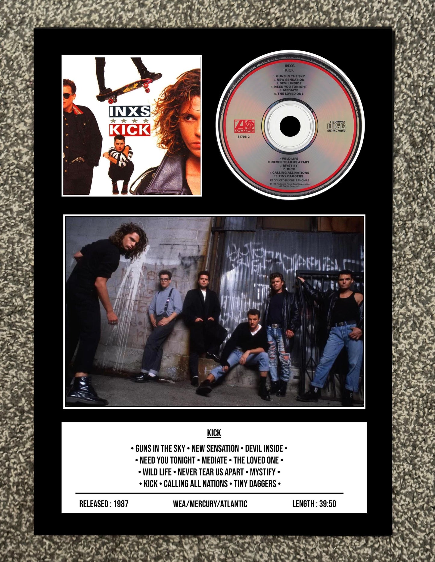 Inxs | Kick | Retro Mounted CD Wall Display | Frame Not Included |