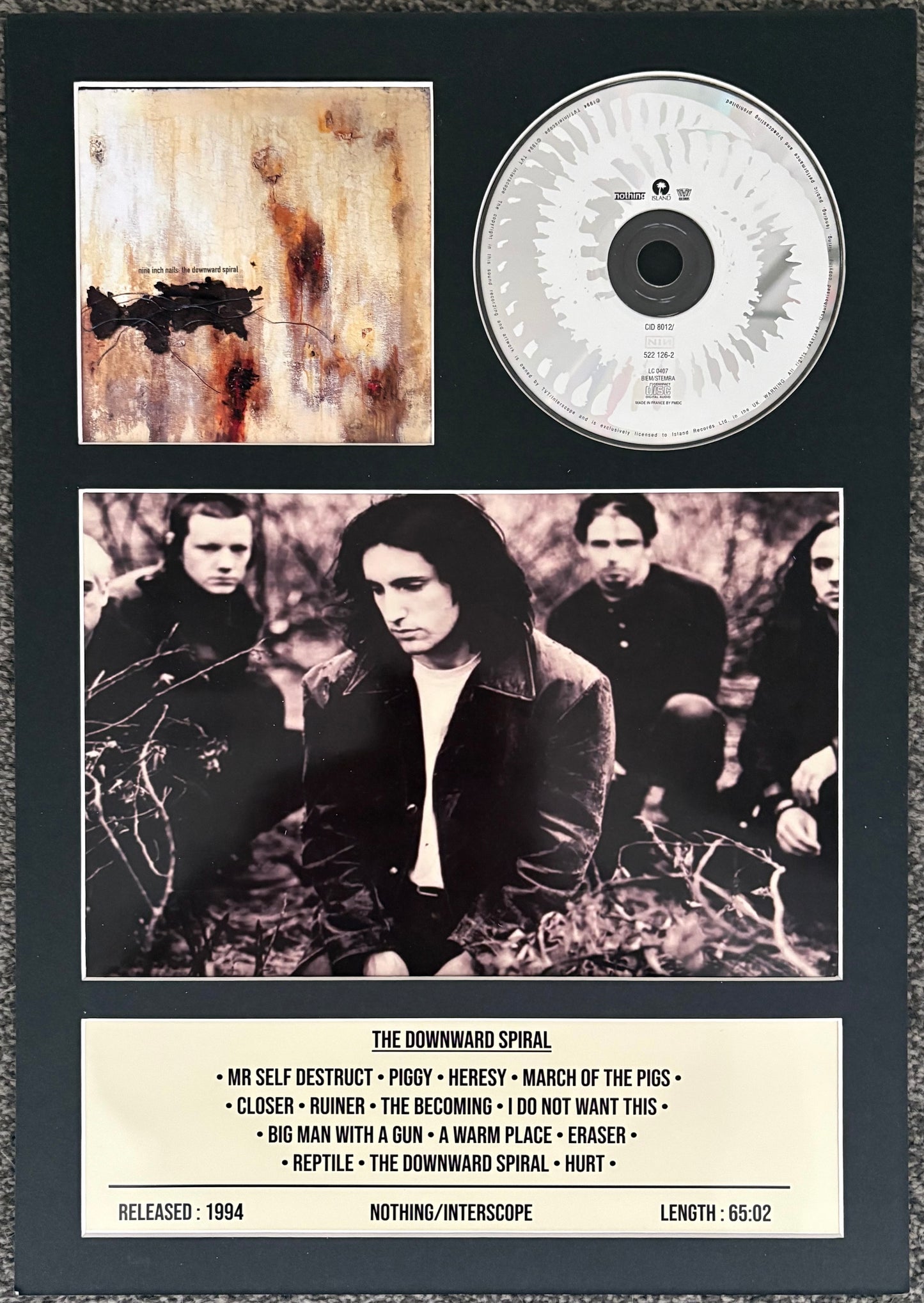 Nine Inch Nails | The Downward Spiral | Retro Mounted CD Wall Display | Frame Not Included |