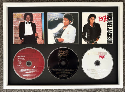 Michael Jackson | Off The Wall | Thriller | Bad | Retro Triple CD Wall Display | Frame Not Included |