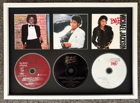 Michael Jackson | Off The Wall | Thriller | Bad | Retro Triple CD Wall Display | Frame Not Included |