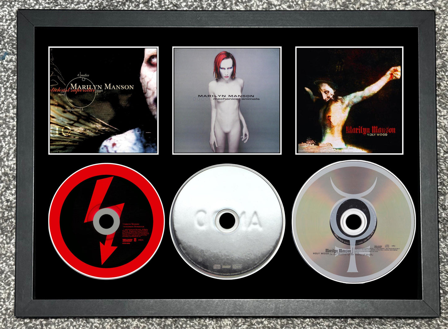 Marilyn Manson | Anti-Christ Superstar | Mechanical Animals | Holy Wood | Retro Triple CD Wall Display | Frame Not Included |