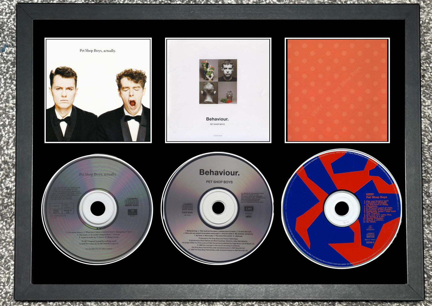 The Pet Shop Boys | Actually | Behaviour | Very | Retro Triple CD Wall Display | Frame Not Included |