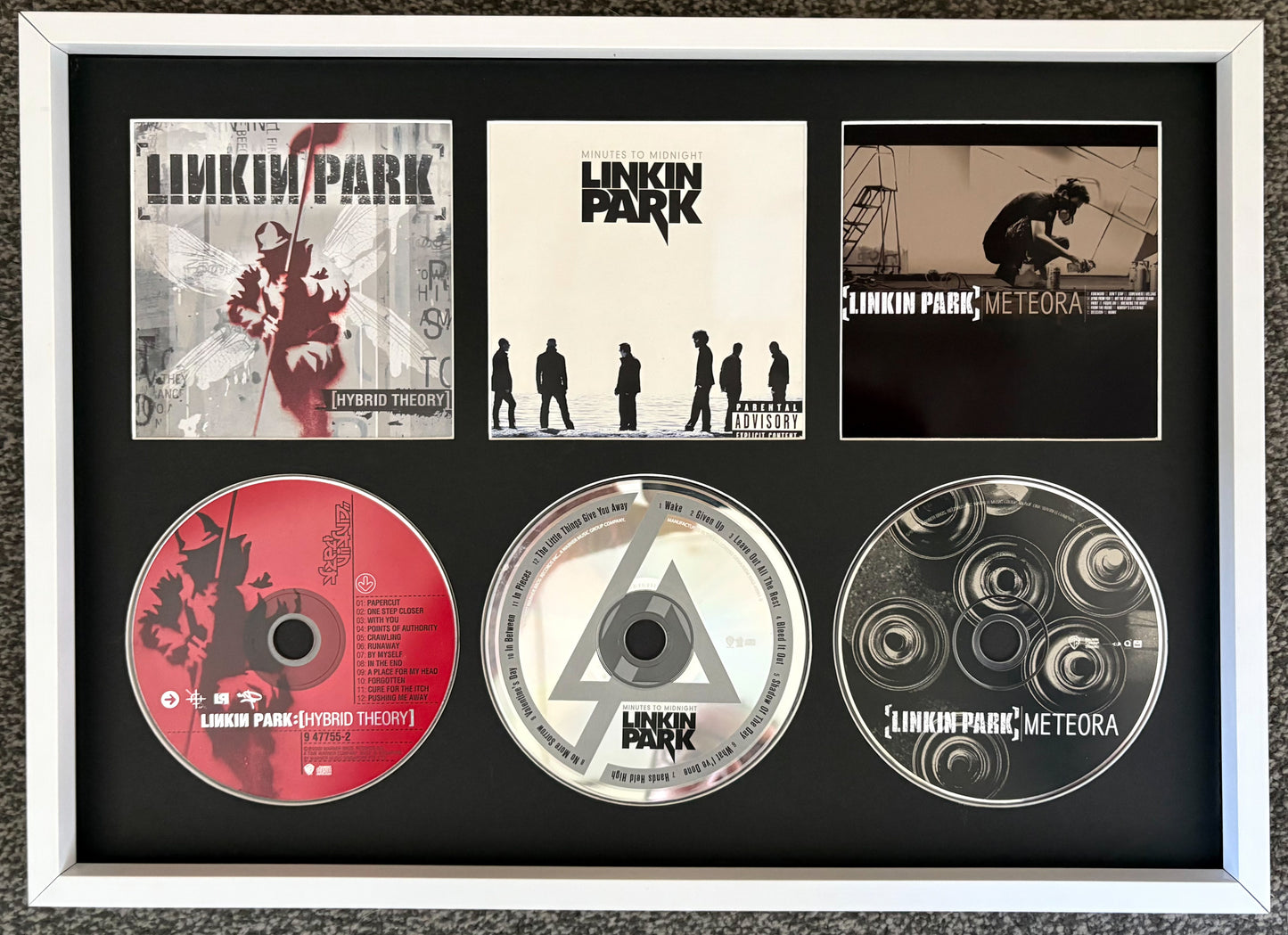 Linkin Park | Hybrid Theory | Minutes To Midnight | Meteora | Retro Triple CD Wall Display | Frame Not Included |