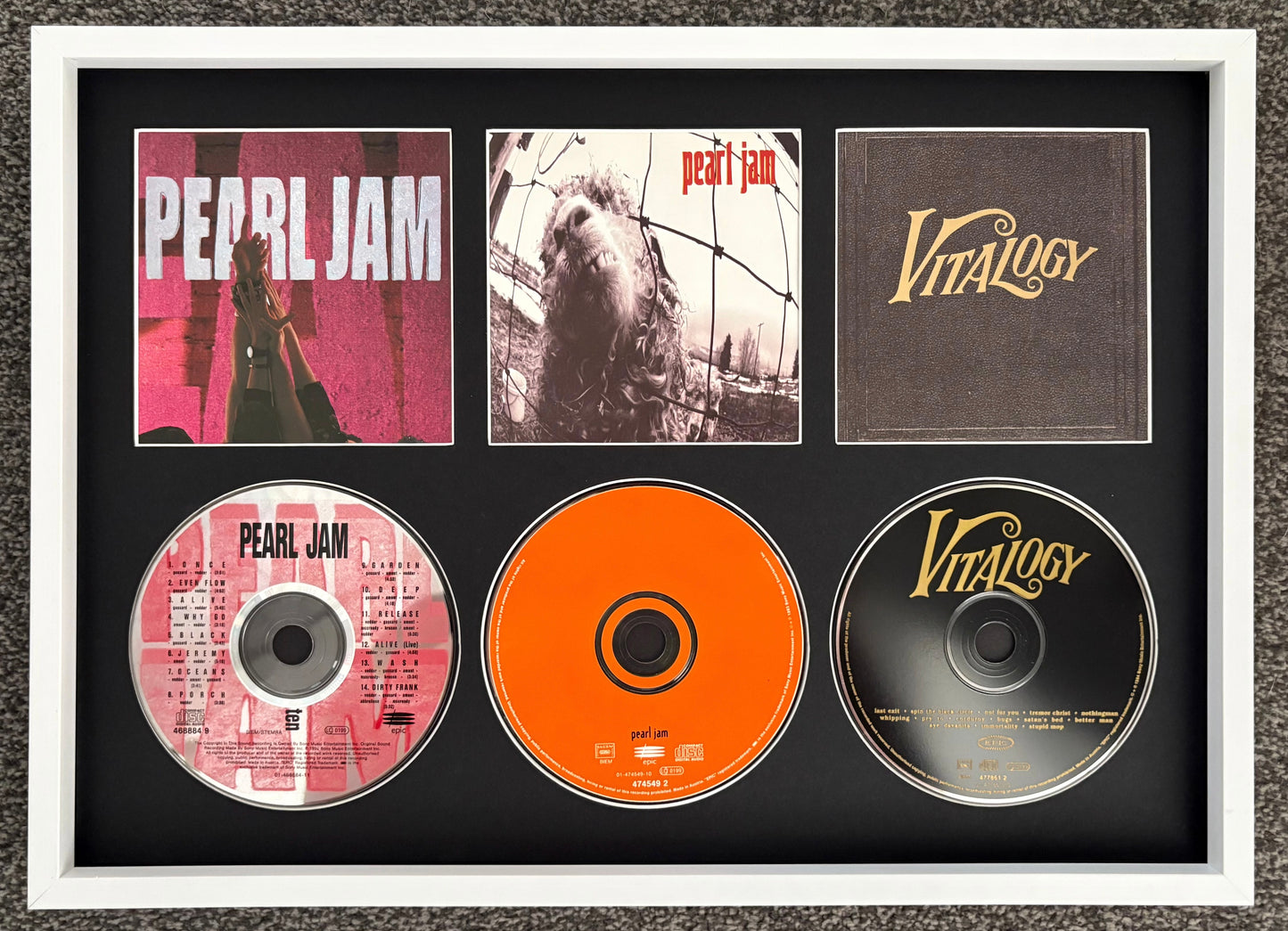 Pearl Jam | Ten | Vs | Vitalogy | Retro Triple CD Wall Display | Frame Not Included |