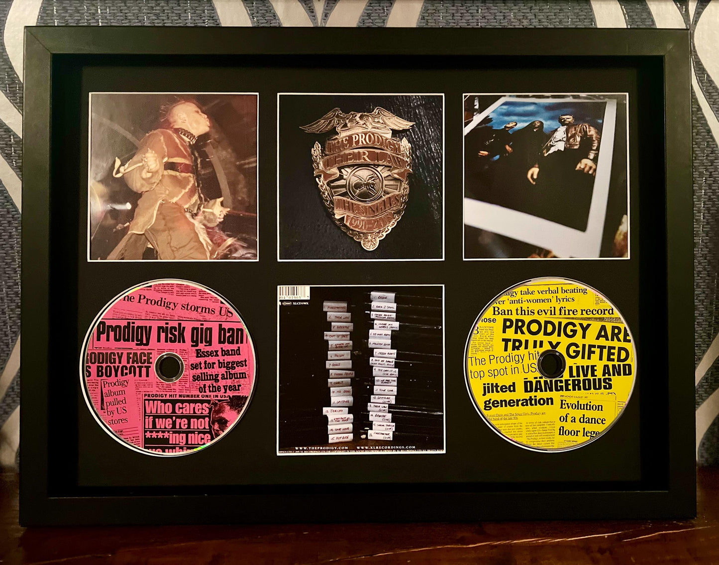 The Prodigy | Their Law : The Singles | Retro Double Mounted CD Wall Display | Frame Not Included |