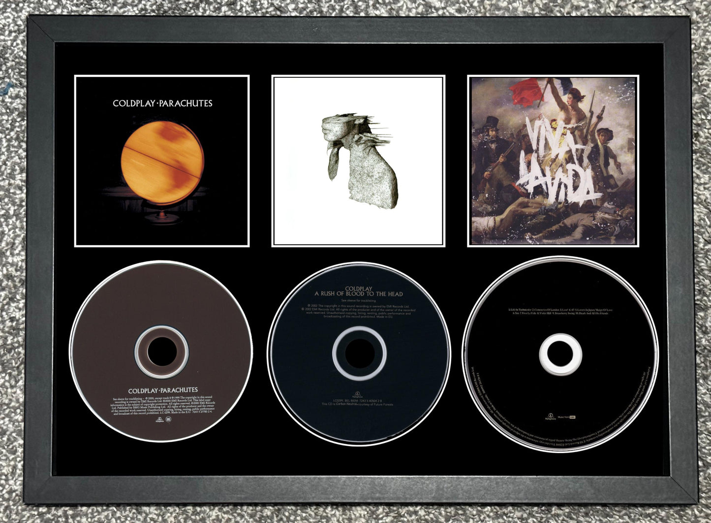 Coldplay | Parachutes | A Rush Of Blood To The Head | Viva La Vida | Retro Triple CD Wall Display | Frame Not Included |