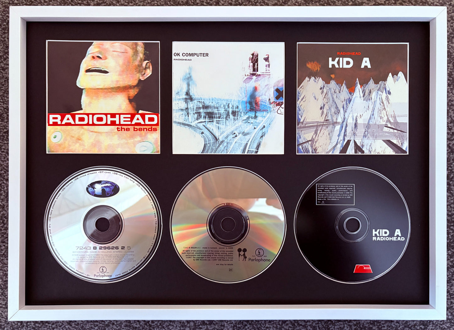 Radiohead | The Bends | Ok Computer | Kid A | Retro Triple CD Wall Display | Frame Not Included |