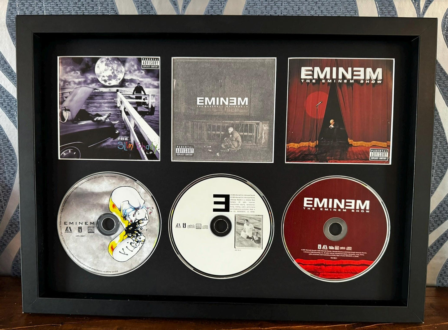 Eminem | The Slim Shady LP | The Marshall Mathers LP | Eminem Show | Retro Triple CD Wall Display | Frame Not Included |