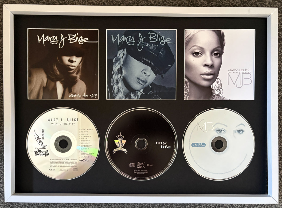 Mary J Blige | What's The 411? | My Life | The Breakthrough | Triple Retro Mounted CD Wall Display | Frame Not Included |