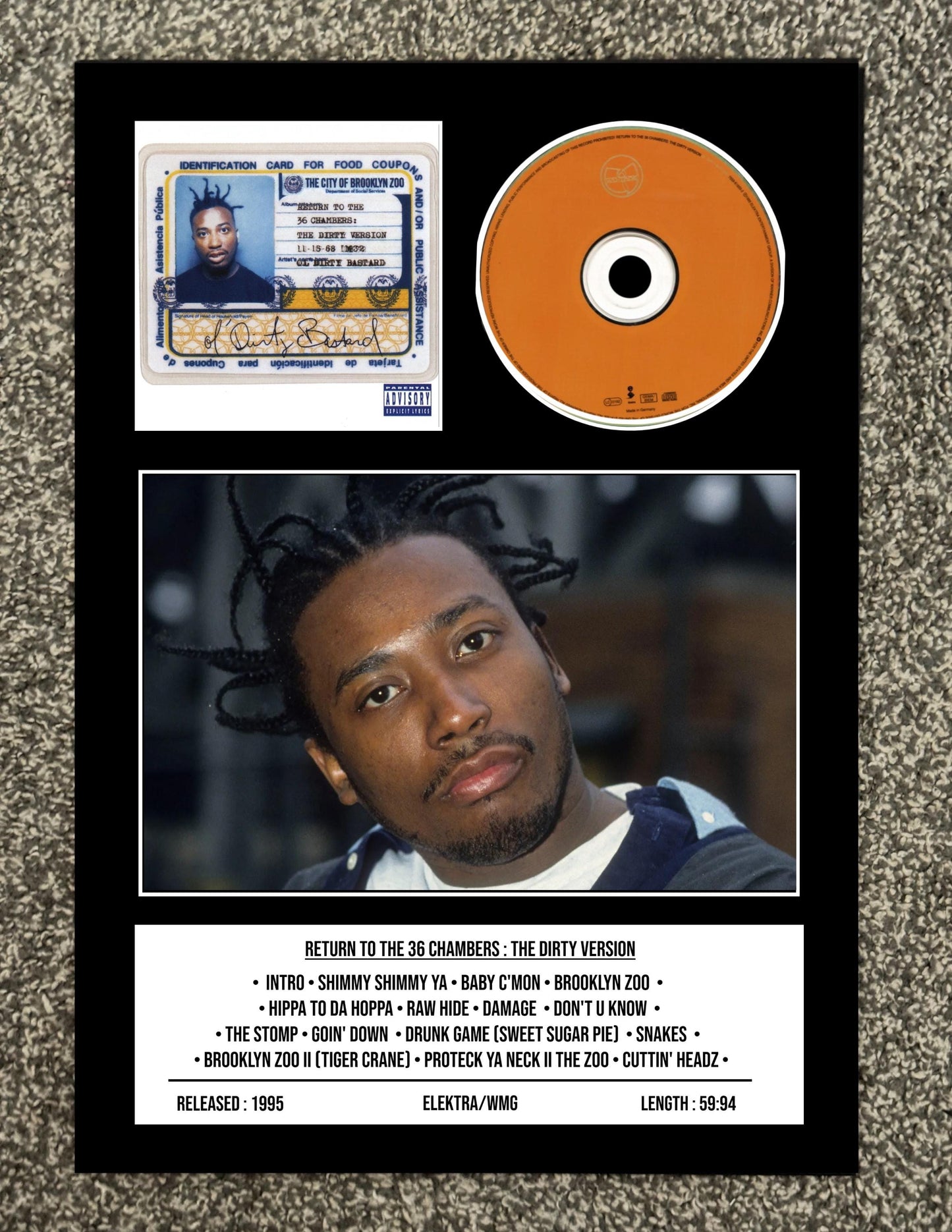 Ol Dirty Bast*** | Return To The 36 Chambers : The Dirty Version | Retro Mounted CD Wall Display | Frame Not Included |