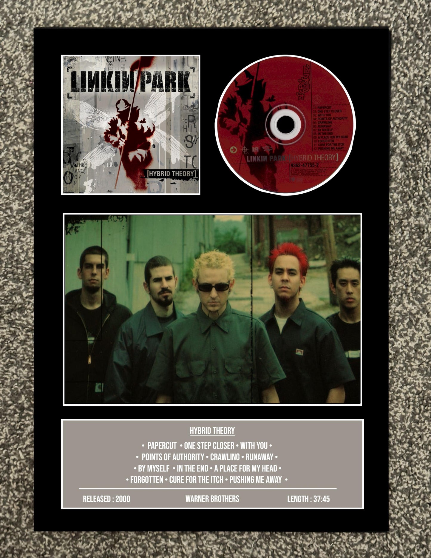 Linkin Park | Hybrid Theory | Retro Mounted CD Wall Display | Frame Not Included |